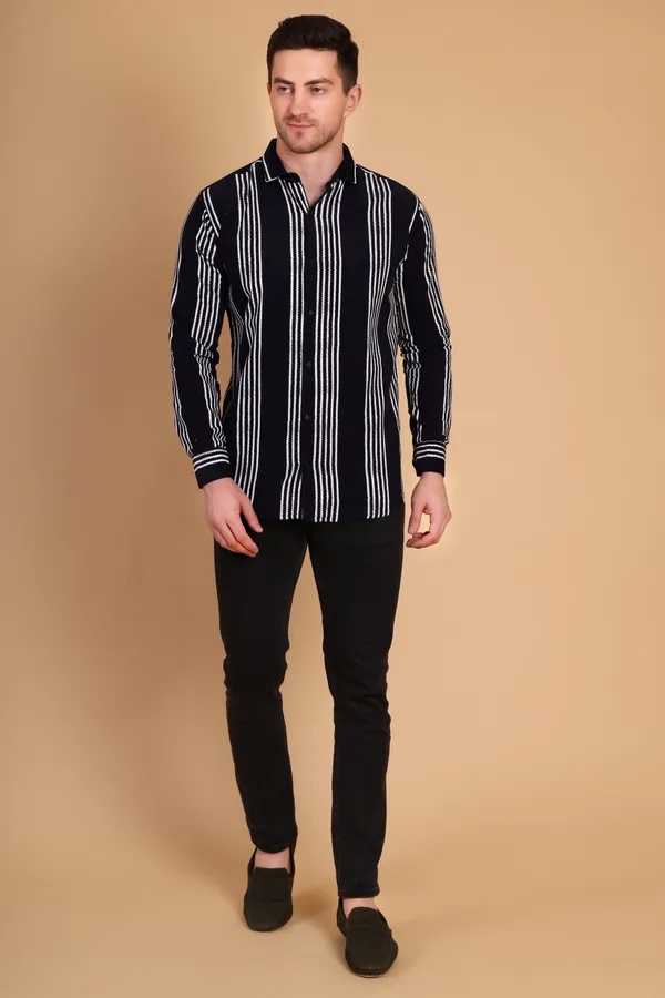 Navy_Blue_Cotton_Long_Shirt_For_Men