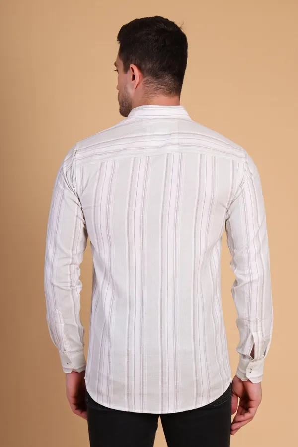 Beige_Cotton__Long;_Medium_Shirt_For_Men