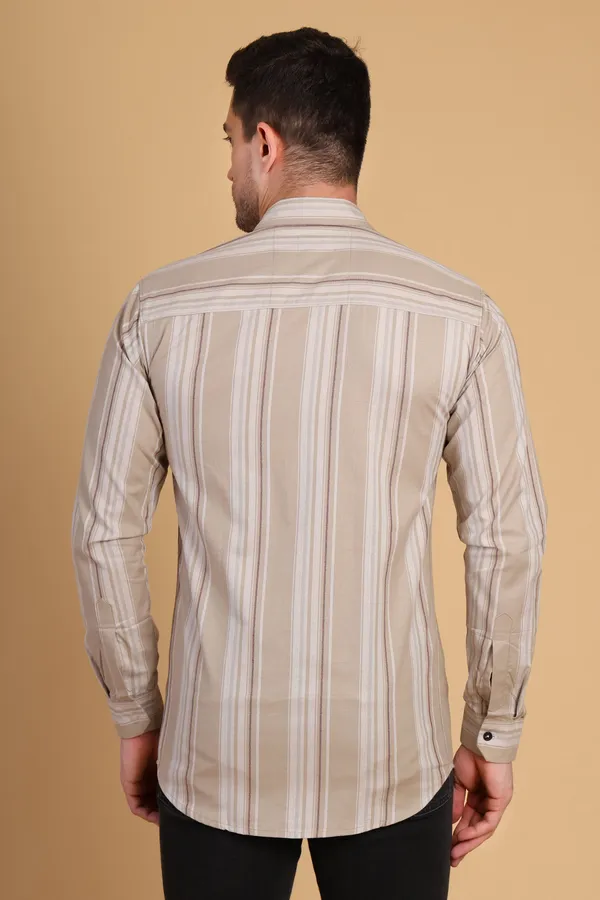 Beige_Cotton_Long_Shirt_For_Men