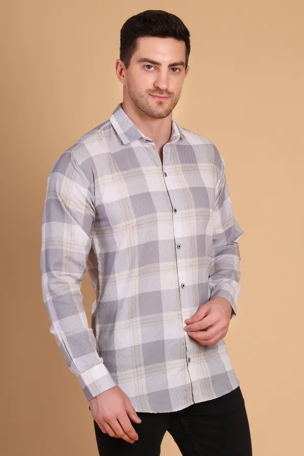 Metallic_Silver_Cotton_Long_Shirt_For_Men