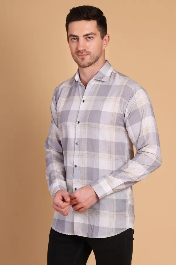 Metallic_Silver_Cotton_Long_Shirt_For_Men
