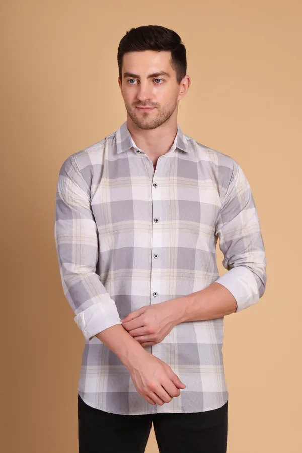 Metallic_Silver_Cotton_Long_Shirt_For_Men