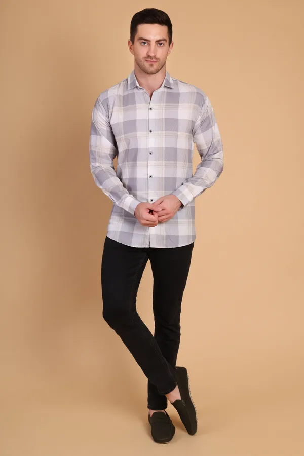 Metallic_Silver_Cotton_Long_Shirt_For_Men