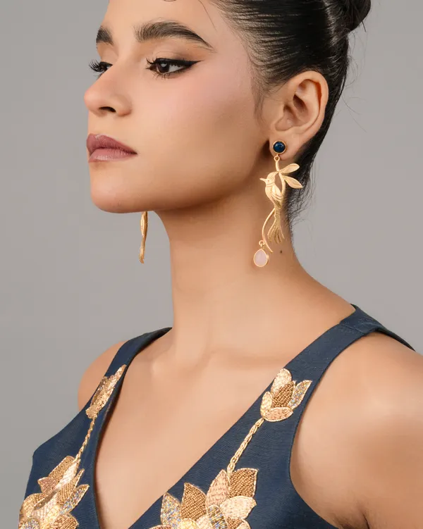 Gold_Sparrow_Drop_Bird_Cute_Nature_Theme_Earrings_For_Girls