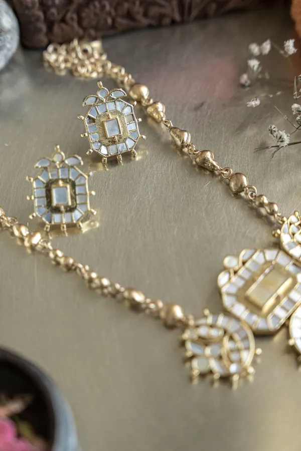 18K_Gold_Plated_Studded_Necklace_Set_For_Women