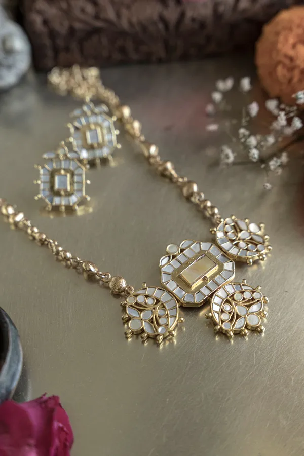 18K_Gold_Plated_Studded_Necklace_Set_For_Women