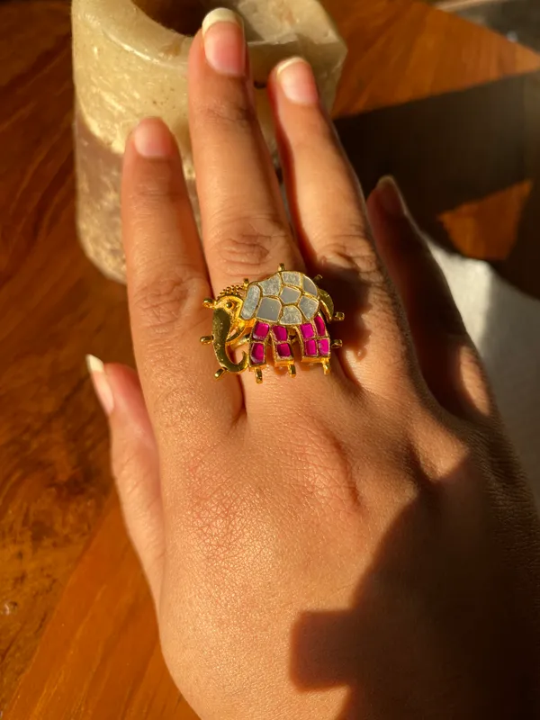 Pink_Elephant_Cute_Adjustable_Fun_Lucky_Charm_Ring