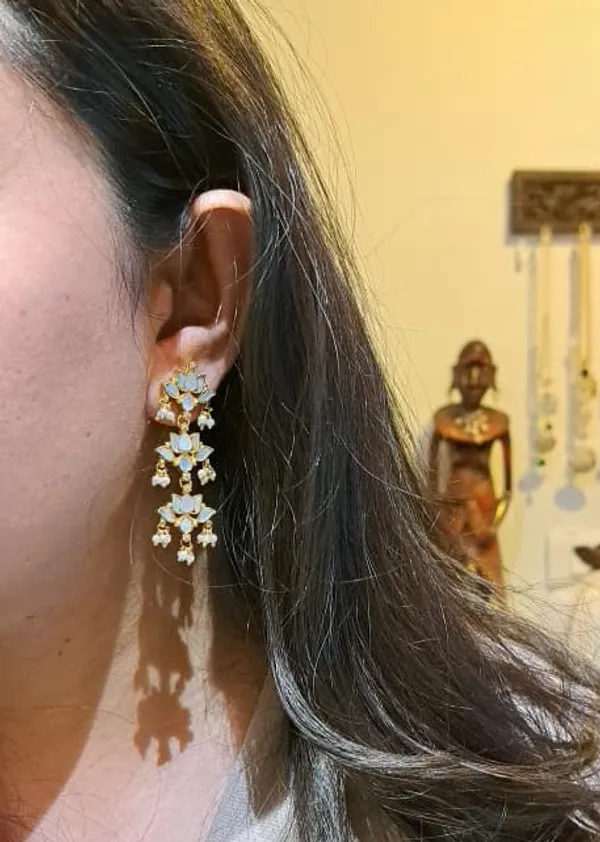 18K_Gold_Plated_Lotus_Drop_Earrings_For_Women