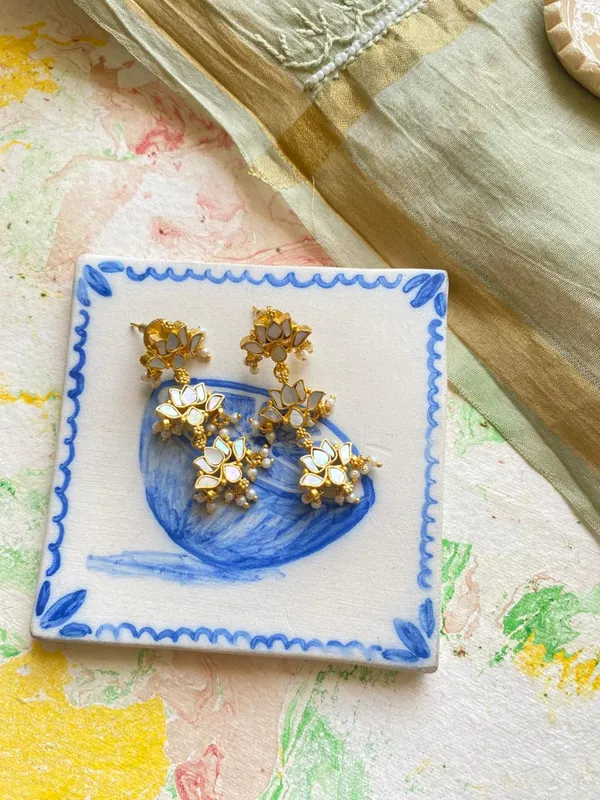 18K_Gold_Plated_Lotus_Drop_Earrings_For_Women