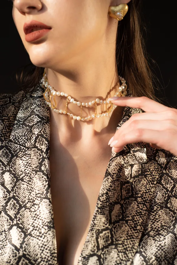 18K_Gold_Plated_Pearl_Choker_Set_For_Women