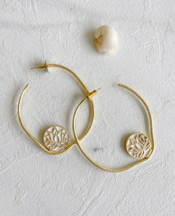 Gold_Minimal_Lotus_Hoops_Inspired_Elegant_Ethnic_Earrings_For_Women