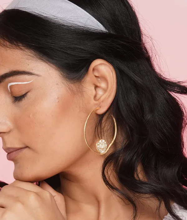 Gold_Minimal_Lotus_Hoops_Inspired_Elegant_Ethnic_Earrings_For_Women