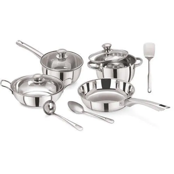 Stainless_Steel_Tri_Ply_Induction_Base_Cooking_Essential_Cookware_Set_|1_Sauce_Pan,_1_Casserole,_1_Fry_Pan,_1_Kadhai_&_3_Serving_Spoons_(10_Piece,_Silver)