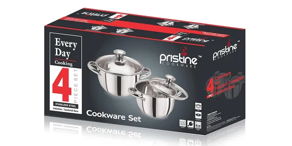 Stainless_Steel_Tri_Ply_Induction_Compatible__Sandwich_Base_Cookware/Casserole_Set_16Cm_&_18Cm,_Capacity-1.7L_&_2.25L_(4Piece,_Silver),_2.3_Quarts
