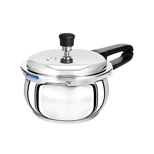 18/8_Stainless_Steel_Tri_Ply_Induction_Base_Outer_Lid_Handi_Pressure_Cooker_With_Tadka_Pan-_280Ml(5.5_Litres,_Silver)_Isi_Marked
