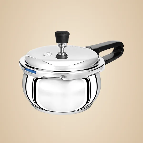 18/8_Stainless_Steel_Tri_Ply_Induction_Base_Outer_Lid_Handi_Pressure_Cooker_With_Tadka_Pan-_280Ml(5.5_Litres,_Silver)_Isi_Marked