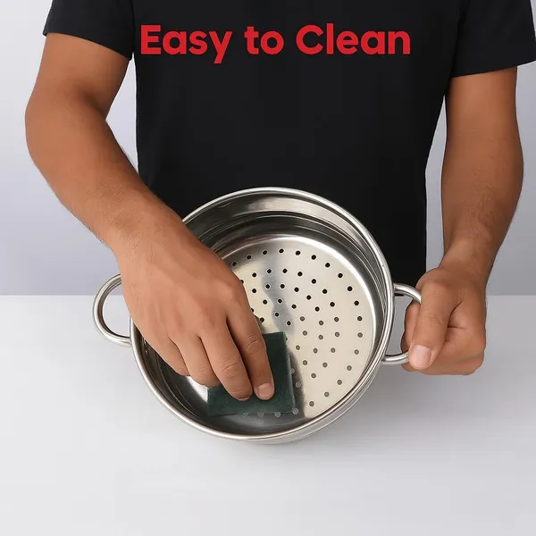 Stainless_Steel_Tri_Ply_Induction_Base_2_Tier_Multi_Purpose_Steamer/Modak_Maker_With_Glass_Lid,_18Cm,_Silver