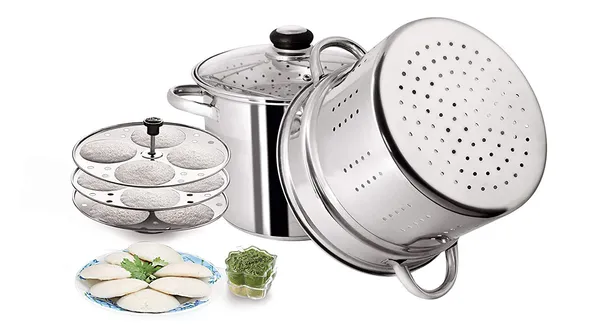 Stainless_Steel_Tri_Ply_Induction_Base__Multi_Purpose_Steamer_Set_With_Idli_Plates_(5_Qt./4.75_Liters,_Silver)