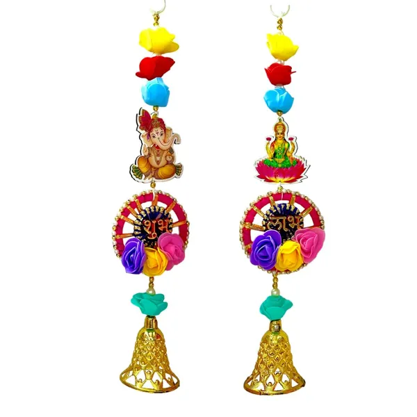 Diwali_Toran_Door_Hanging/Diwali_Decor__Made_With_Mdf_&_Golden_Beads_Artificial_Flowers_Decorative_Toran_For_Home,_Temple,_Pooja_Room_&_Entrance_Jhalar_For_Decoration_32_X_10_Cm