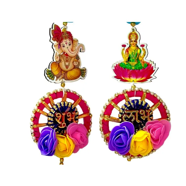 Diwali_Toran_Door_Hanging/Diwali_Decor__Made_With_Mdf_&_Golden_Beads_Artificial_Flowers_Decorative_Toran_For_Home,_Temple,_Pooja_Room_&_Entrance_Jhalar_For_Decoration_32_X_10_Cm