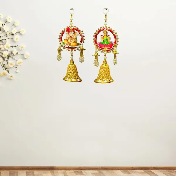 Diwali_Toran_Door_Hanging/Diwali_Decor_Mdf(Laxmi_Ganesh)_&_Golden_Beads_Artificial_Flowers_Decorative_Toran_For_Home,_Temple,_Pooja_Room_&_Entrance_Jhalar_For_Decoration_32_X_10_Cm