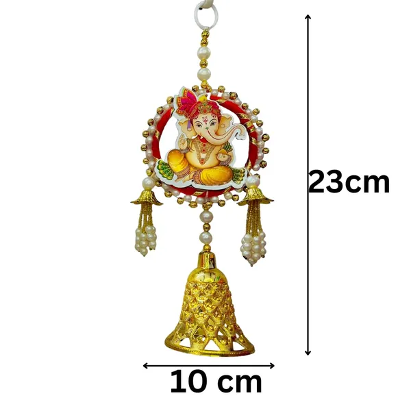 Diwali_Toran_Door_Hanging/Diwali_Decor_Mdf(Laxmi_Ganesh)_&_Golden_Beads_Artificial_Flowers_Decorative_Toran_For_Home,_Temple,_Pooja_Room_&_Entrance_Jhalar_For_Decoration_32_X_10_Cm