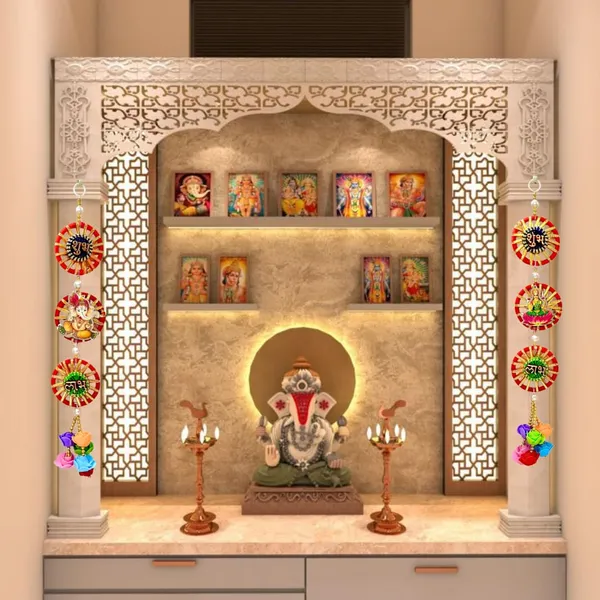 Diwali_Toran_Door_Hanging/Diwali_Decor__Mdf-Laxmi_Ganesh_&_Golden_Beads_Artificial_Flowers_Decorative_Toran_For_Home,_Temple,_Pooja_Room_&_Entrance_Jhalar_For_Decoration_32_X_10_Cm