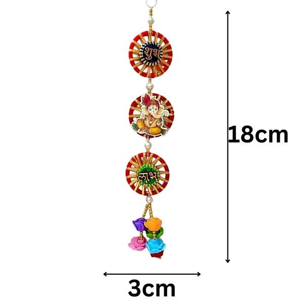 Diwali_Toran_Door_Hanging/Diwali_Decor__Mdf-Laxmi_Ganesh_&_Golden_Beads_Artificial_Flowers_Decorative_Toran_For_Home,_Temple,_Pooja_Room_&_Entrance_Jhalar_For_Decoration_32_X_10_Cm