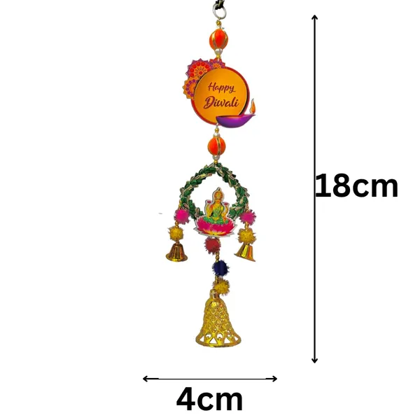 Diwali_Toran_Door_Hanging/Diwali_Decor__Mdf(Laxmi_Ganesh)_&_Golden_Beads_Artificial_Flowers_Decorative_Toran/Jhalar_For_Main_Gate,_Temple,_Pooja_Room_&_Entrance__18_X_04_Cm