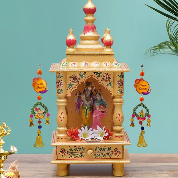 Diwali_Toran_Door_Hanging/Diwali_Decor__Mdf(Laxmi_Ganesh)_&_Golden_Beads_Artificial_Flowers_Decorative_Toran/Jhalar_For_Main_Gate,_Temple,_Pooja_Room_&_Entrance__18_X_04_Cm