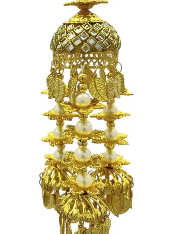Gold-Plated_Pearl_Dome_Design_With_Leaf_Dangles_Traditional_Bridal_Punjabi_Kaleera_Set_|_For_Weddings,_Engagements