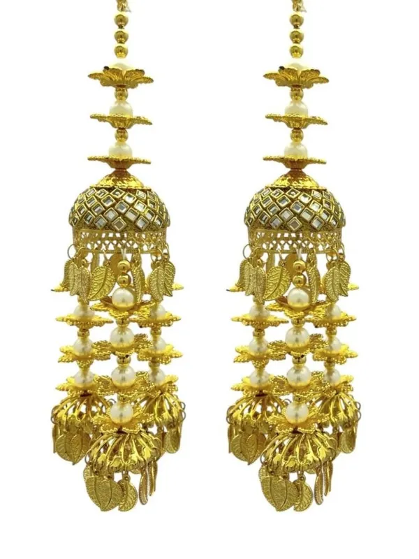Gold-Plated_Pearl_Dome_Design_With_Leaf_Dangles_Traditional_Bridal_Punjabi_Kaleera_Set_|_For_Weddings,_Engagements