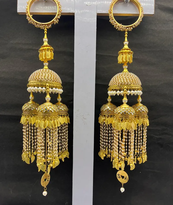 Customized_3-Tier_Golden_Dome_Pearl_Strings_&_Leaf_Hangings_Traditional_Bridal_Punjabi_Kaleera_Set_|_For_Weddings,_Engagements