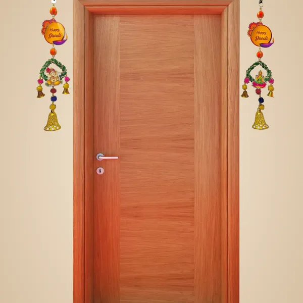 Diwali_Toran_Door_Hanging/Diwali_Decor__Mdf(Laxmi_Ganesh)_&_Golden_Beads_Artificial_Flowers_Decorative_Toran/Jhalar_For_Main_Gate,_Temple,_Pooja_Room_&_Entrance__18_X_04_Cm