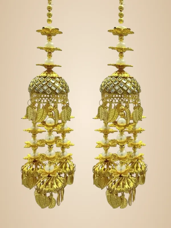 Gold-Plated_Pearl_Dome_Design_With_Leaf_Dangles_Traditional_Bridal_Punjabi_Kaleera_Set_|_For_Weddings,_Engagements