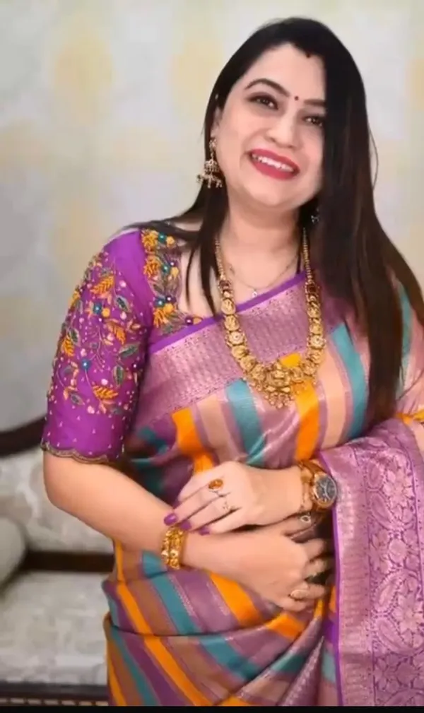 Multicolour_Wedding_Soft_Silk_Saree_With_Blouse_Piece_For_Women