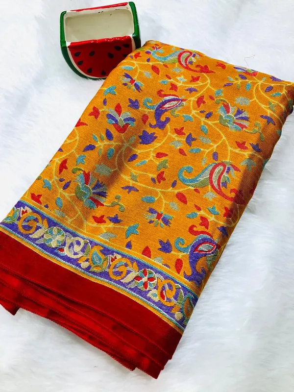 Yellow_Pashmina_Silk_Yellow_Saree_with_blouse_piece_For_Women