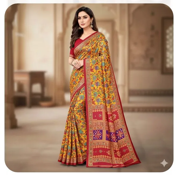 Yellow_Pashmina_Silk_Yellow_Saree_with_blouse_piece_For_Women