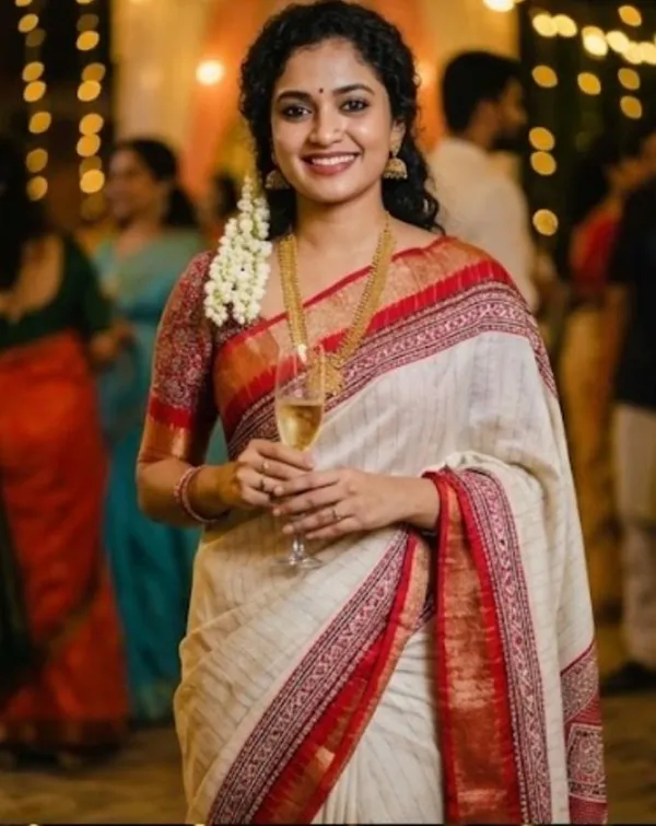 Beige_With_Red_Jute_Silk_Saree_With_Blouse_Piece_For_Women