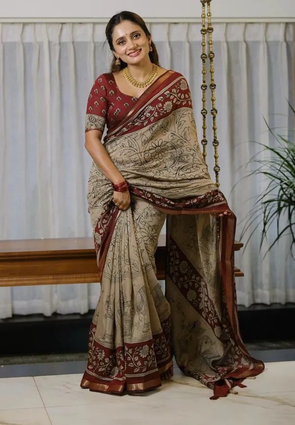 BEIGE_MAROON_MUL_COTTON_SAREE