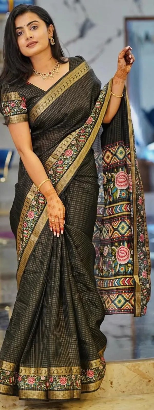 Black_Kota_Doria_Handloom_Saree_With_Blouse_Piece