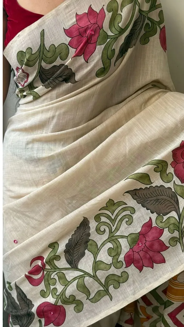 CREAM_KALAMKARI_SAREE