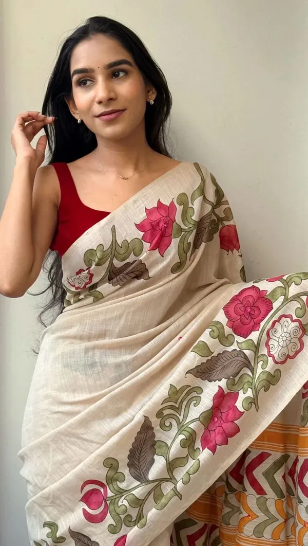 CREAM_KALAMKARI_SAREE