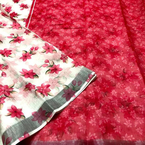 Cream_Pink_Linen_Saree_With_Blouse_For_Women_Wear_All_Occasion