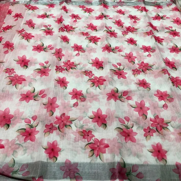 Cream_Pink_Linen_Saree_With_Blouse_For_Women_Wear_All_Occasion