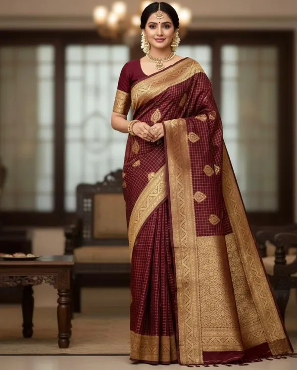 Deep_Maroon_Banarasi_Deep_Maroon_Saree_With_Blouse_Piece_For_Women