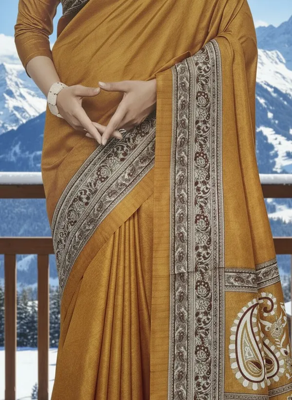 MUSTARD_PASMINA_SOFT_SILK_SAREE