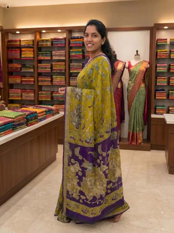 Mehandi_with_Purple_Chiffon_Saree
