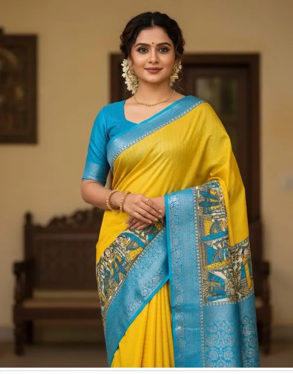 Yellow_Dola_Silk_Yellow_Saree_with_blouse_piece_For_Women