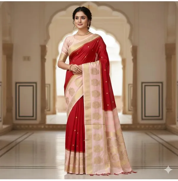 Red_Peach_Mysore_Silk_Saree_For_Women_Wear_All_Occasion